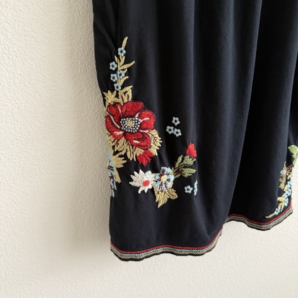 Johnny Was Black Knit Embroidered Mini Dress Womens XS Boho Vacation Summer - Picture 5 of 10